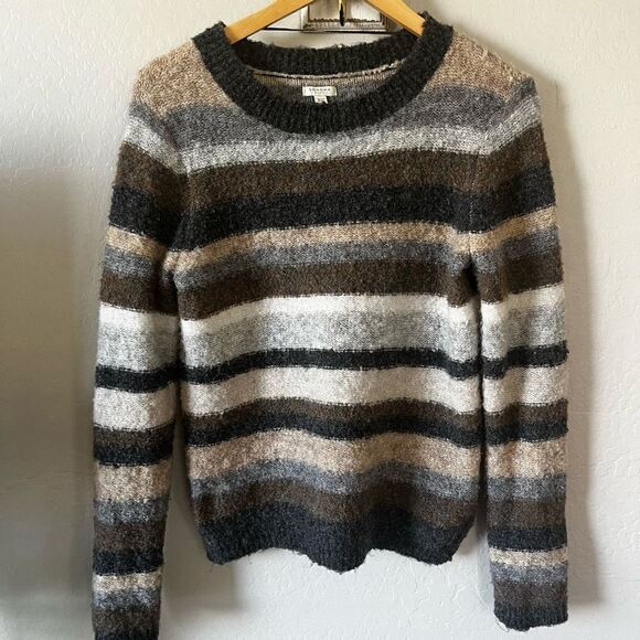 Sonoma sweaters | boucle striped sweater in coastal neutrals fuzzy cozy petite m - Picture 11 of 13